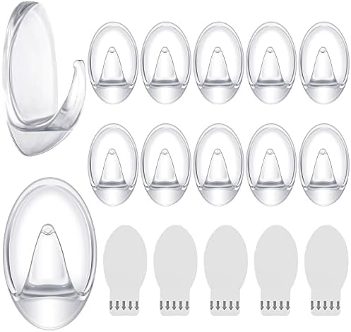 Blulu Clear Adhesive Hooks 12 Pieces Utility Waterproof Wall Hooks for Home Kitchen Bathroom Office