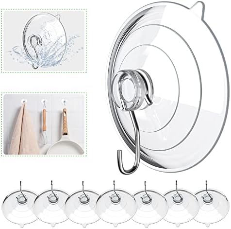 HangerSpace Suction Cup Hooks 8 Pack - 25 Inch Clear for Kitchen Bathroom Shower Wall Window Door