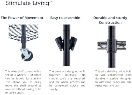 Stimulate Living 4-Tier Black Heavy Duty Wire Shelving Unit