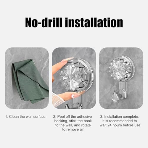 4Pcs Suction Hooks Heavy Duty Wreath Hangers Waterproof Reusable for Bathroom Kitchen Bedroom Living Room Cabinet