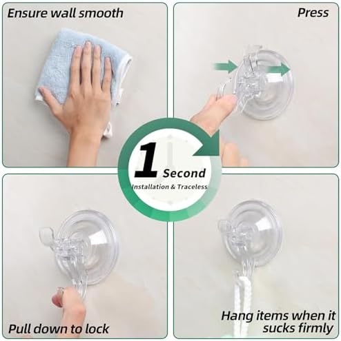 Goabroa 3 Pack Heavy Duty Suction Cup Hooks for Shower and Glass