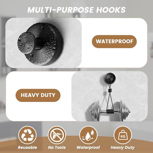 BKV Suction Cup Hooks for Glass Window 4 Pack Black