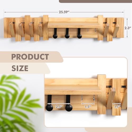 Zingoetrie Wooden Coat Rack with 11 Hooks Wall Mount