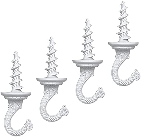 4 Pieces Heavy Duty Swag Ceiling Hooks for Hanging Plants and Decorations White