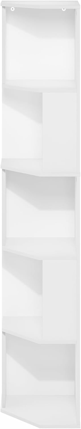 Furinno Econ 5-Tier Freestanding Corner Bookcase White