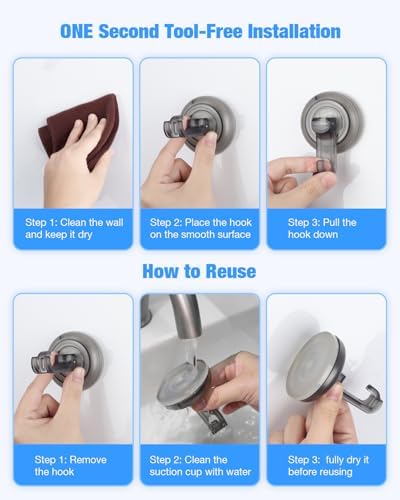 JOTPE Heavy Duty Suction Cup Hooks for Shower Kitchen Glass