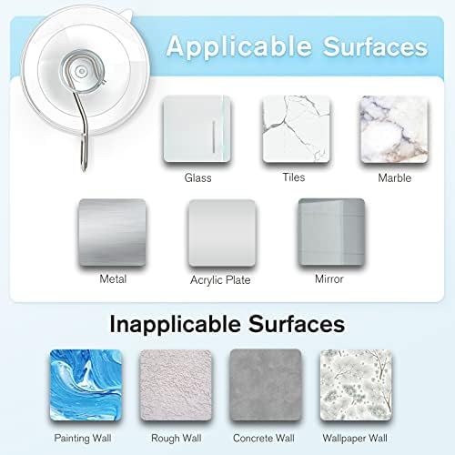 VISV Suction Cup Hooks 12 Pcs Clear with Metal Hooks