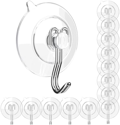 GLUIT Suction Cup Hooks - 14 Pack for Kitchen Bathroom Window Door Shower Wall Use