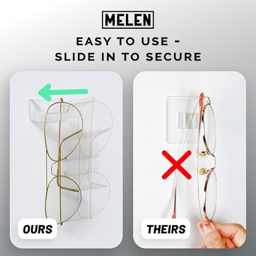MELEN Adhesive Sunglass Wall Organizer 8-Pack - Clear