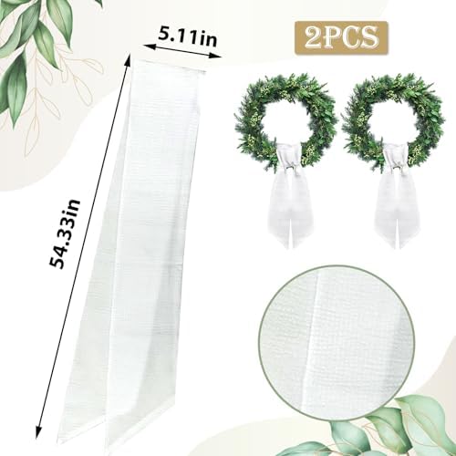 2pcs White Wreath Sash for Front Door