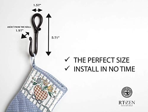 RTZEN Wall Mount Hook Set - 3 Pack Wrought Iron Hooks 1