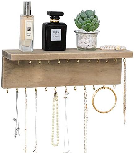 BYHER Wall Mounted Jewelry Organizer with 24 Hooks
