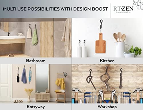 RTZEN Wall Mount Hook Set - 3 Pack Wrought Iron Hooks 1