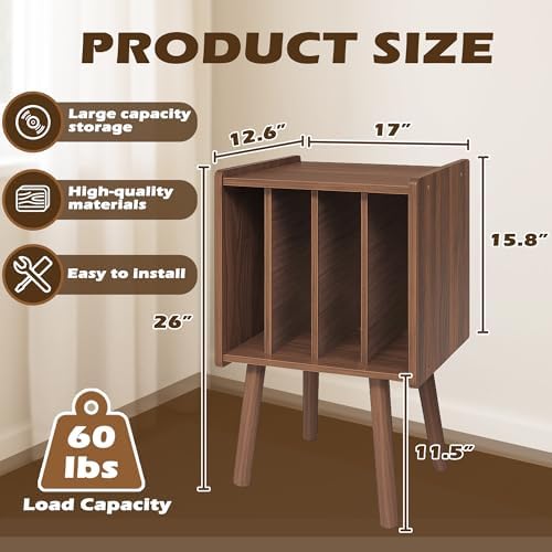 Mid Century Modern Record Player Stand with 4 Cabinets