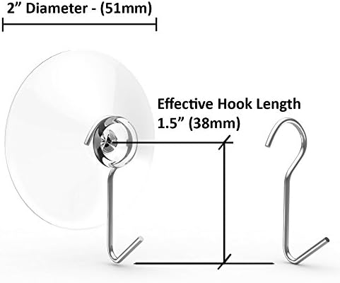 Suction Cup Hooks Set of 6 2 Inch Clear Heavy Duty