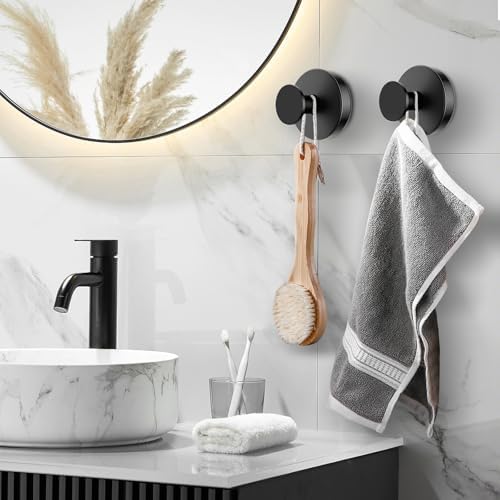 BKV Suction Cup Hooks for Glass Window 4 Pack Black