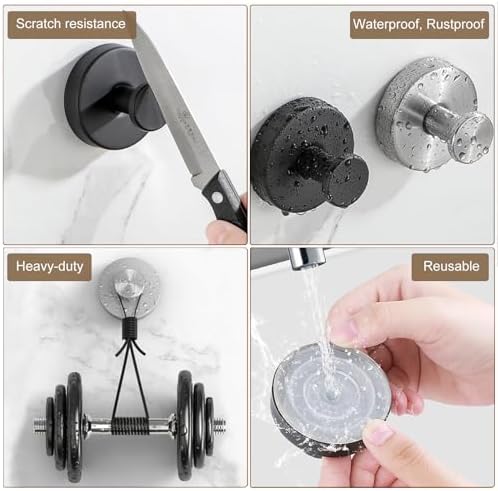 ZESLMG Suction Cup Hooks for Glass Wall 2 Pack