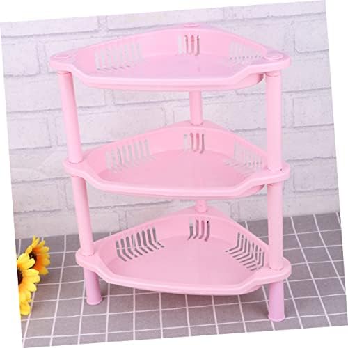 Pink Plastic Corner Shelf Organizer for Home Kitchen and Bathroom Storage