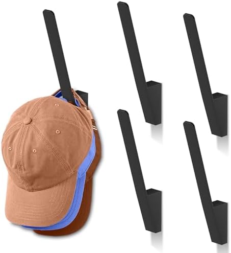 5 Pack Metal Hat Racks for Baseball Caps - Wall Mounted Storage Organizer