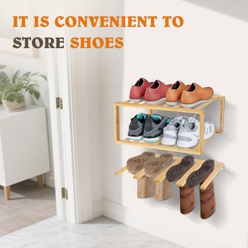 JAYOBGO 3-Tier Floating Boot Holder Wall Mounted Shoe Rack