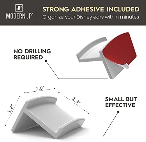 Modern JP Adhesive Hooks for Disney Ears 8-Pack - USA Patented White