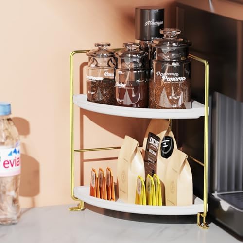 2-Tier Corner Storage Organizer with Shelves