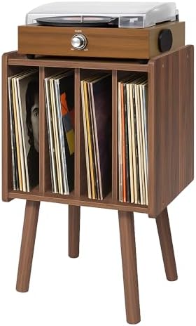 Mid Century Modern Record Player Stand with 4 Cabinets