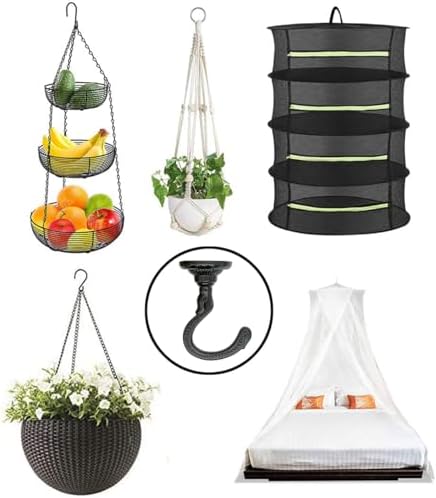 Evsteluo Large Swag Ceiling Hooks 2 Sets Black