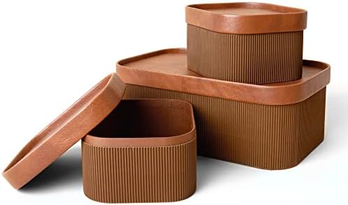 LA JOLIE MUSE Fluted Cardboard Storage Baskets Set of 3