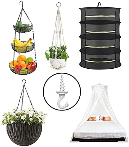 4 Pieces Heavy Duty Swag Ceiling Hooks for Hanging Plants and Decorations White