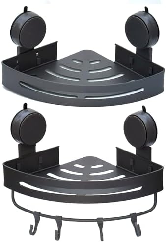 2Pack Suction Cup Corner Shelf No Drill Wall Mounted Organizer