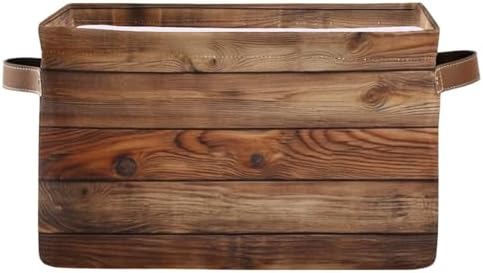 Retro Vintage Wood Print Storage Basket Organizer Bin Shelf For Clothes Gifts Home Office Dorm