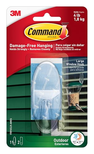 Command Outdoor Large Clear Wall Hooks 4 lb