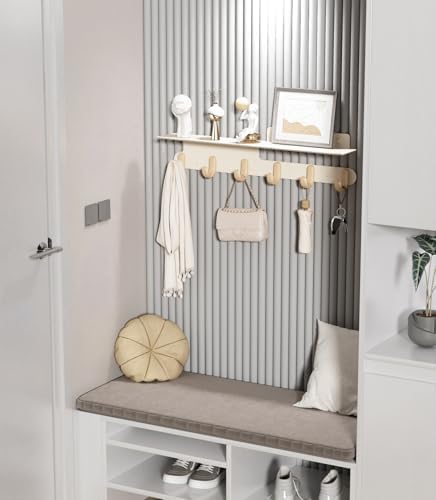 Modern Wall Hooks with 22 Inch Shelf and 6 Hooks