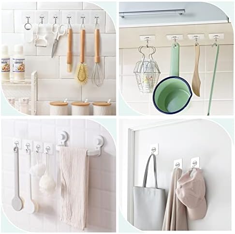 Sticky Wall Hooks 13 lb Clear Removable for Shower Ceiling Kitchen