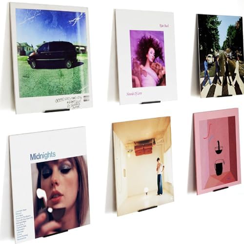Vinyl Record Display Shelf - 6 Wall Mount Holders for Floating Display