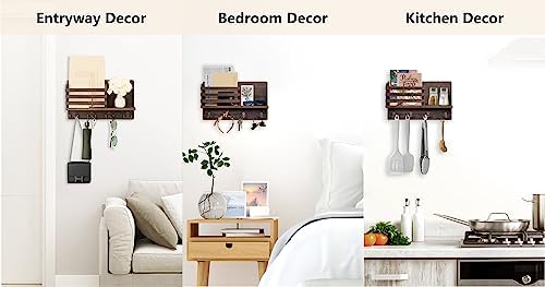 Dahey Wall Mounted Mail Holder Key Organizer with Floating Shelf and 4 Hooks