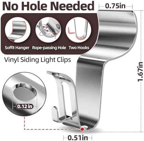 Amuille Vinyl Siding Light Clips 20 Pack Heavy Duty Hooks