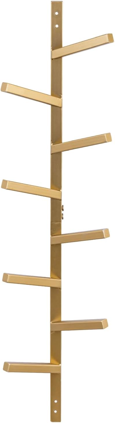 MyGift 8 Hook Vintage Gold Tone Metal Wall Mounted Hat and Coat Hanger Tree