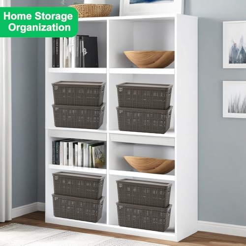 6 Pack Stackable Plastic Baskets With Lids