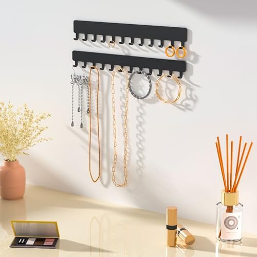 Necklace Holder Wall Jewelry Organizer - 2 PCS Self-Adhesive