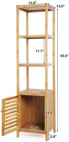 SONGMICS Bamboo Floor Cabinet with 4 Shelves