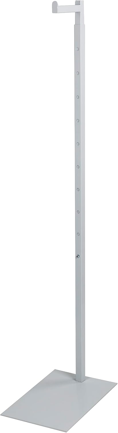 SSWBasics Adjustable White Customer Stand Single Arm Clothes Rack