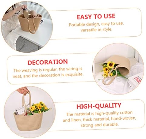 VOSAREA Khaki Woven Storage Basket for Home and Garden