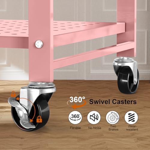 5-Tier Metal Storage Shelves with 20 Hooks and Wheels