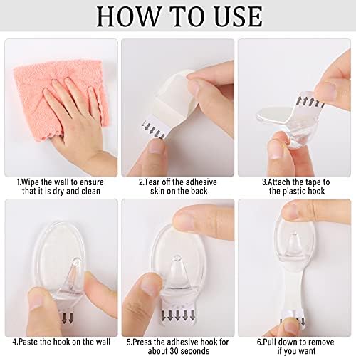 Blulu Clear Adhesive Hooks 12 Pieces Utility Waterproof Wall Hooks for Home Kitchen Bathroom Office