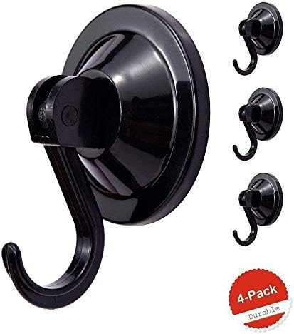 Suction Cup Hooks 20 lb Capacity Set of 4 Black