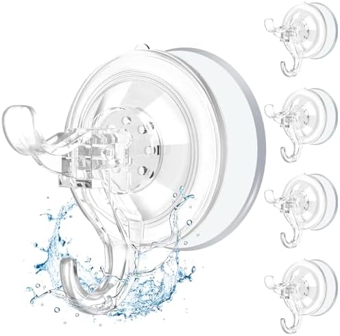 AENTGIU 5 Pack Strong Suction Cup Hooks for Glass Wood and All Surfaces