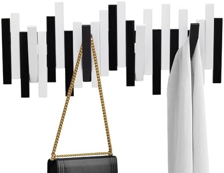 MinBoo Bamboo Multi Hook Coat Rack - Modern Space-Saving 4 Flip-Down Hooks