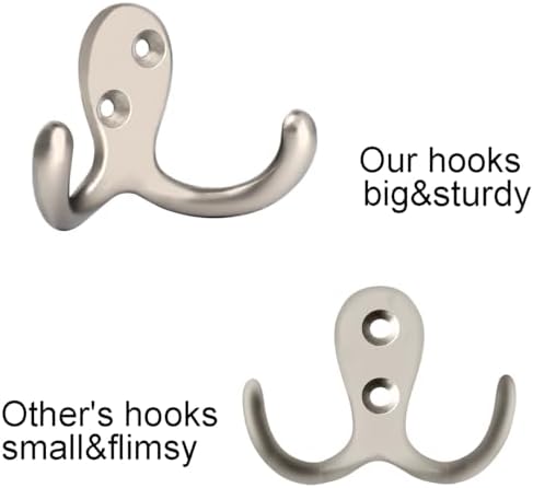 IBosins 8 Pack Heavy Duty Double Prong Coat Hooks Wall Mounted with Screws